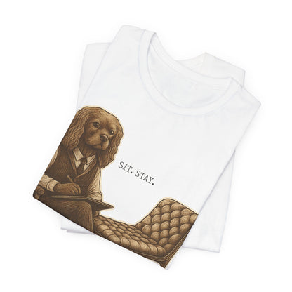 Printify T-Shirt Ruby King Charles Sit Stay TShirt