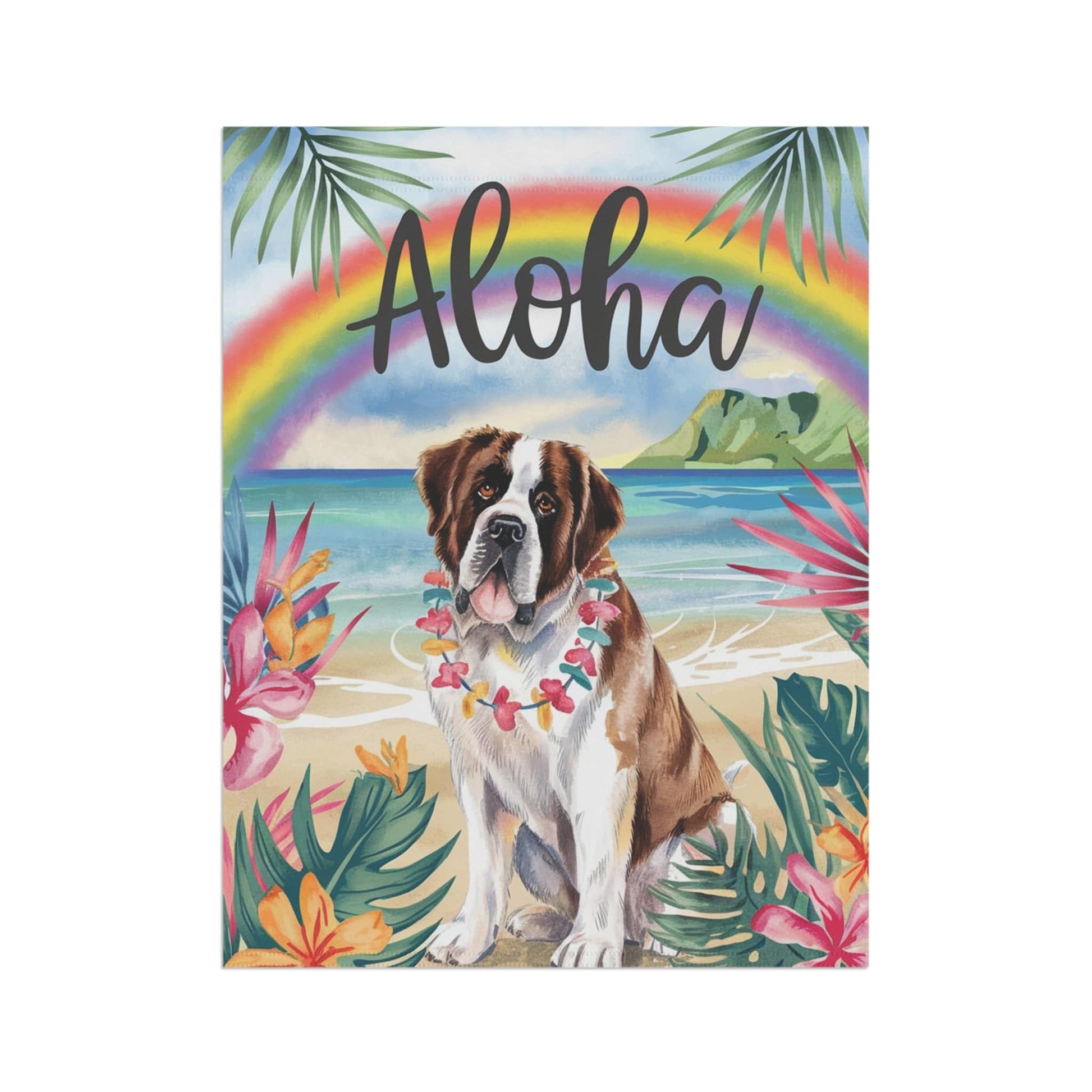 Printify Garden Flag Saint Bernard Aloha Garden Flag