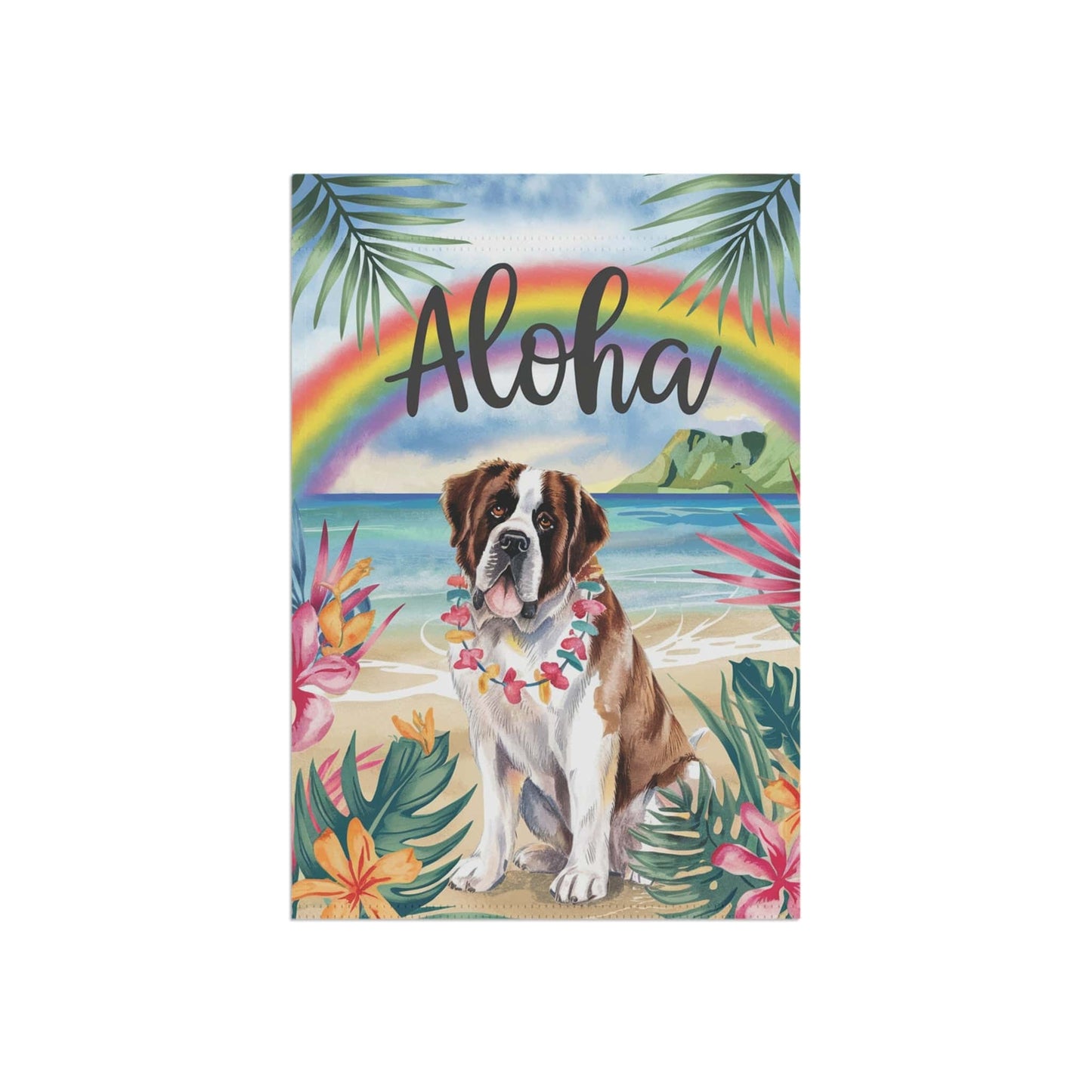 Printify Garden Flag Saint Bernard Aloha Garden Flag