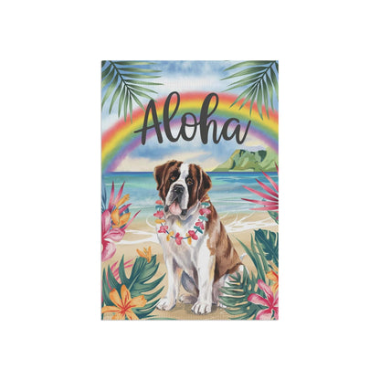 Printify Garden Flag Saint Bernard Aloha Garden Flag