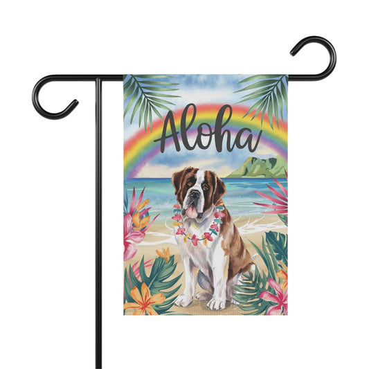 Printify Garden Flag Saint Bernard Aloha Garden Flag