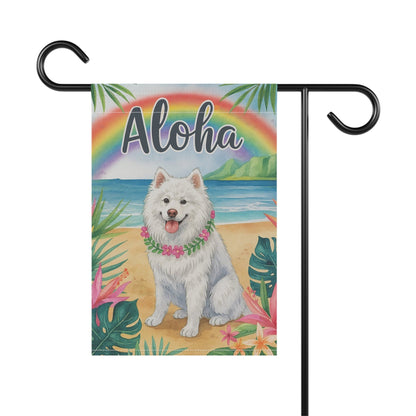 Printify Garden Flag Samoyed Dog Aloha Luau Garden Flag