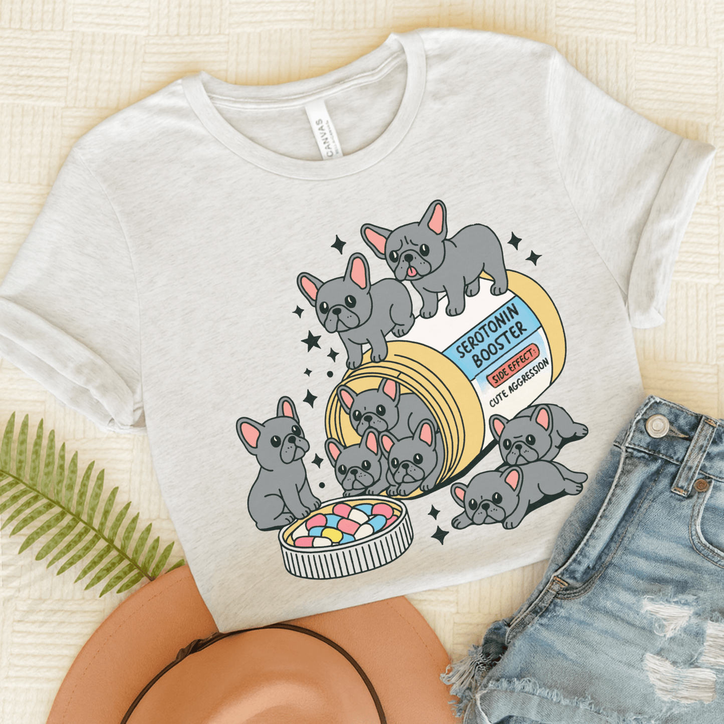 Serotonin Tee Black French Bulldog Ash