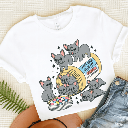 Serotonin Tee Black French Bulldog White