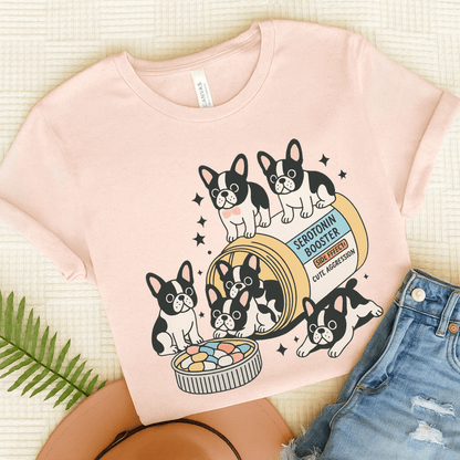 Serotonin Tee Piebald Frenchie Soft Pink