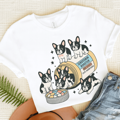 Serotonin Tee Piebald Frenchie White