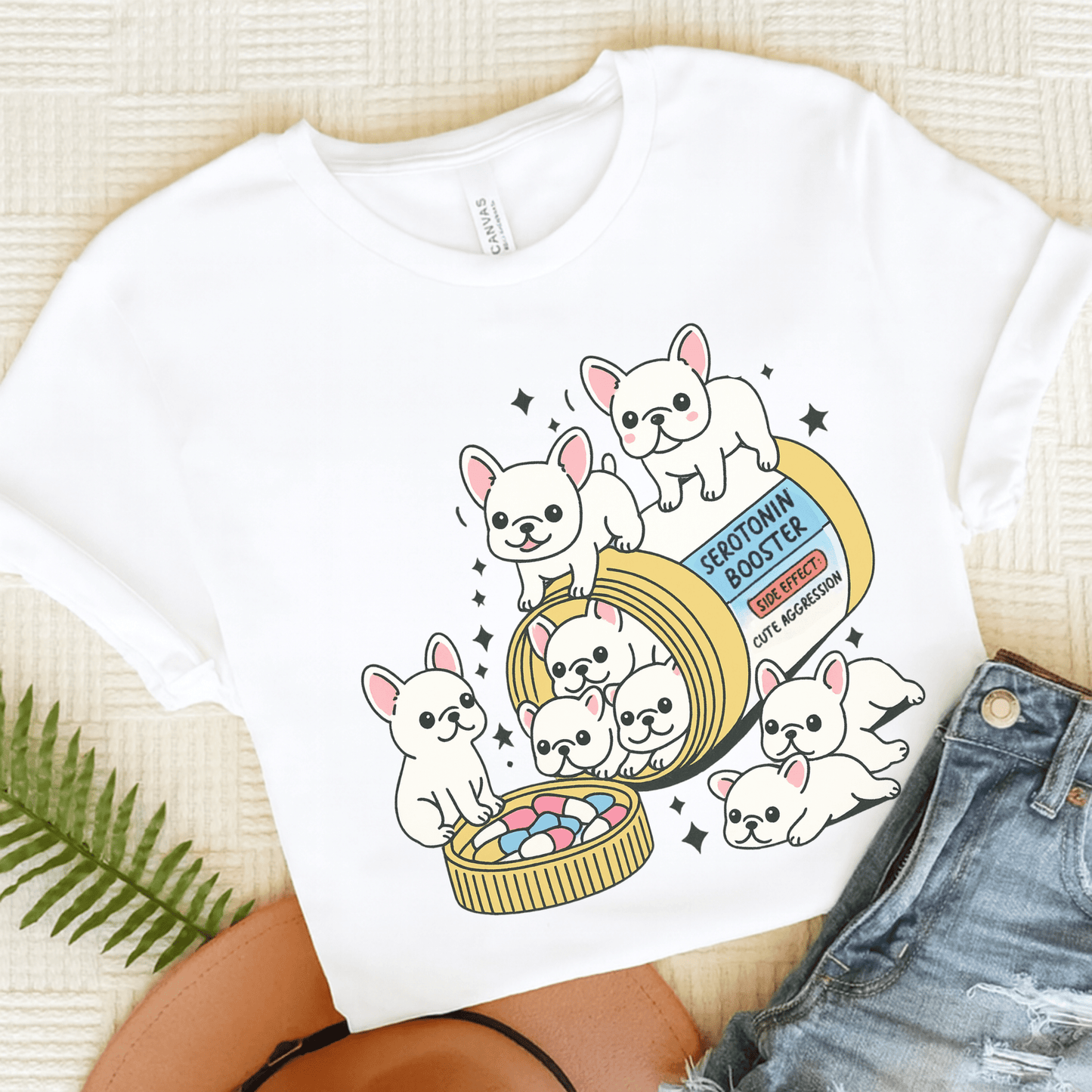 Serotonin Tee White Frenchie White