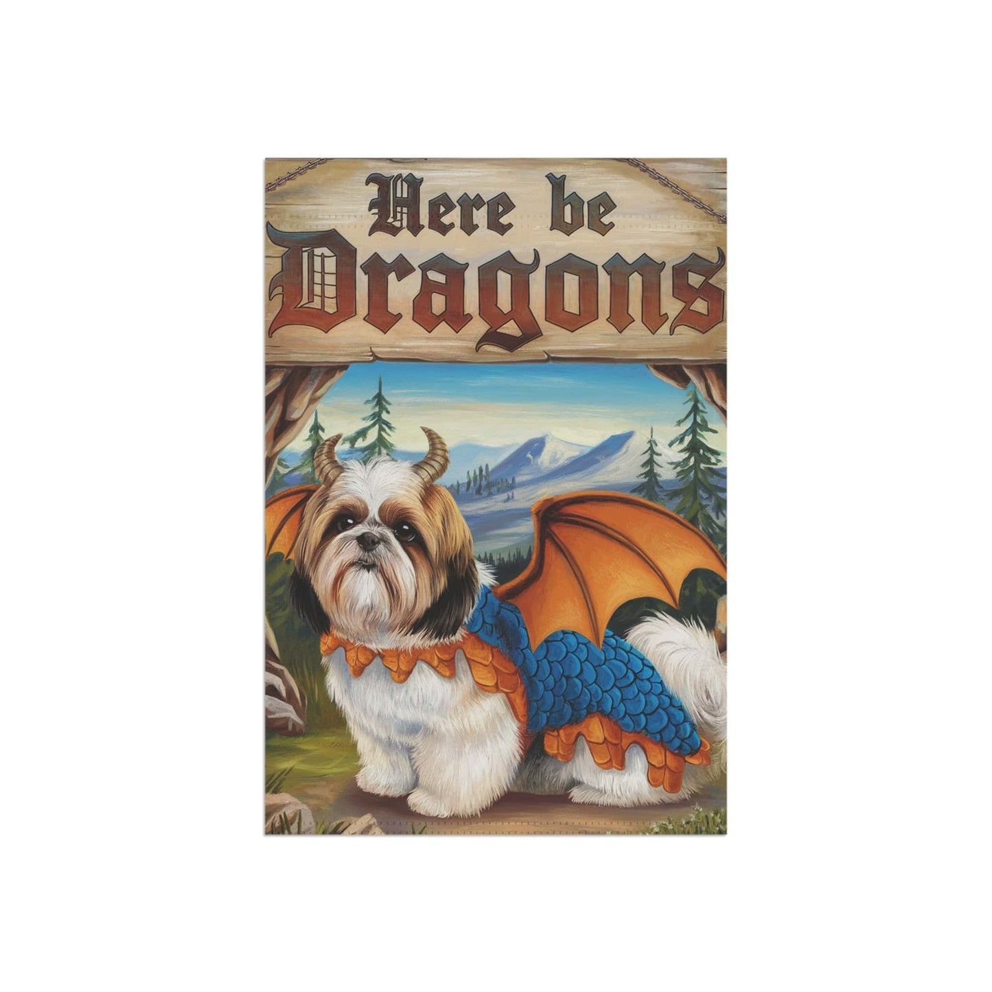 Printify Home Decor Shih Tzu Dog Dragon, Garden Flag, Fantasy Pet Adventure, Yard Spring Decor, Housewarming Halloween
