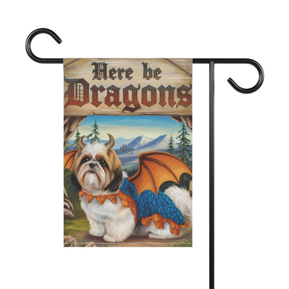 Printify Home Decor Shih Tzu Dog Dragon, Garden Flag, Fantasy Pet Adventure, Yard Spring Decor, Housewarming Halloween