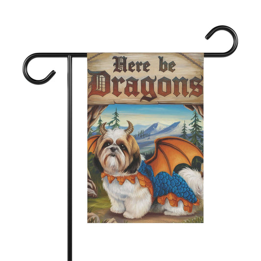 Printify Home Decor 12'' × 18'' Shih Tzu Dog Dragon, Garden Flag, Fantasy Pet Adventure, Yard Spring Decor, Housewarming Halloween
