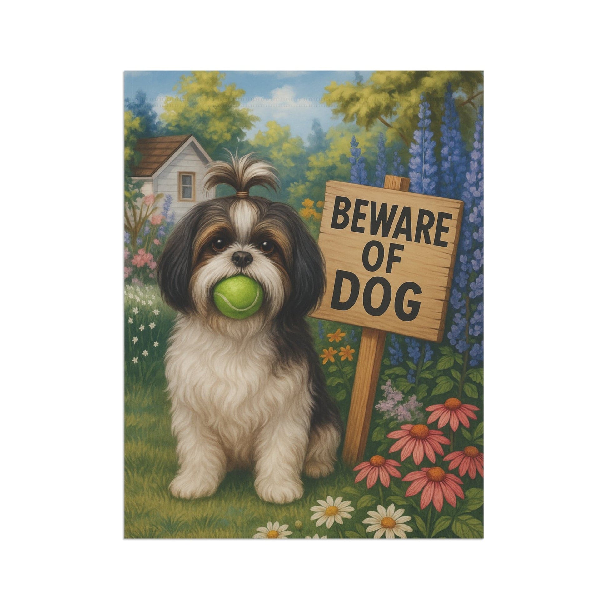 Printify Garden Flag Shih Tzu Funny Beware Garden Flag