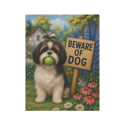 Printify Garden Flag Shih Tzu Funny Beware Garden Flag