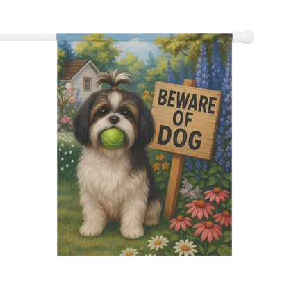 Printify Garden Flag Shih Tzu Funny Beware Garden Flag