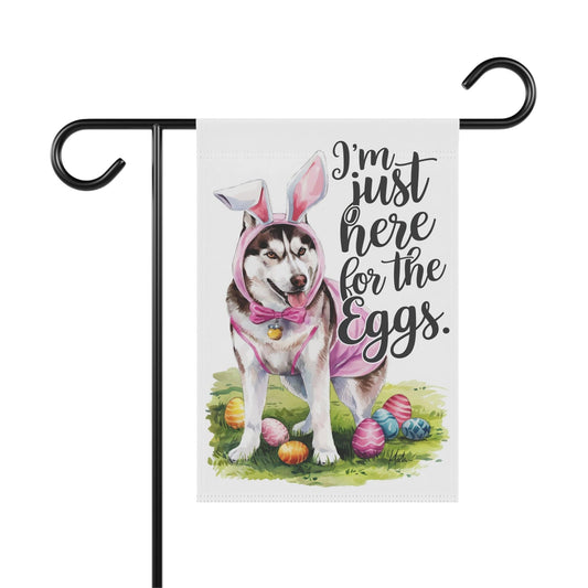 Printify Home Decor 12'' × 18'' Siberian Dog Easter Garden Flag, Spring Front Yard Decor, Housewarming Gardener Gift
