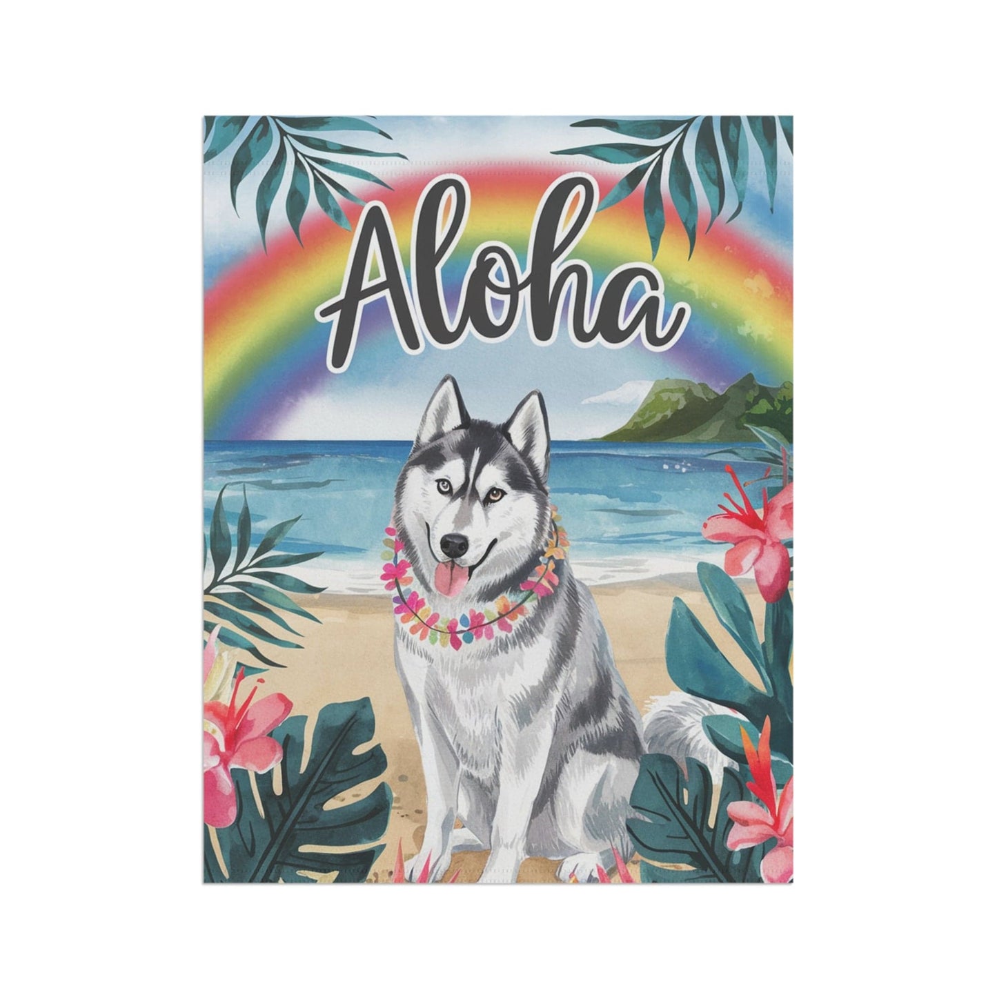 Printify Garden Flag Siberian Husky Aloha Garden Flag