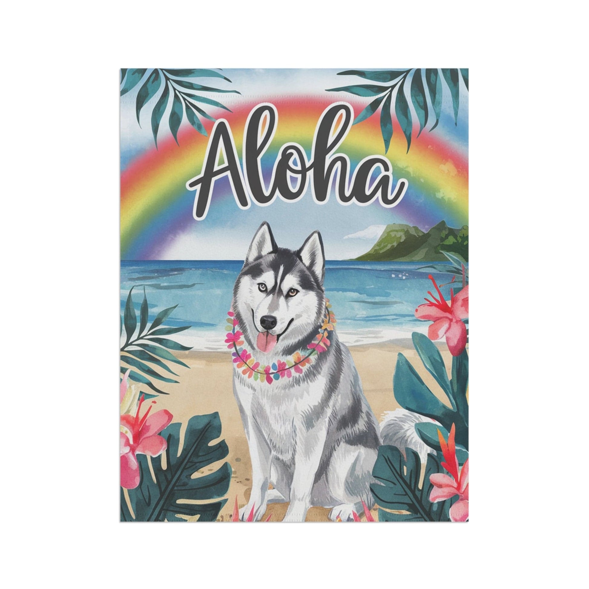 Printify Garden Flag Siberian Husky Aloha Garden Flag