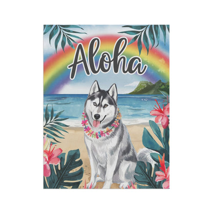 Printify Garden Flag Siberian Husky Aloha Garden Flag