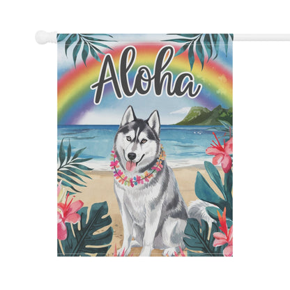 Printify Garden Flag Siberian Husky Aloha Garden Flag