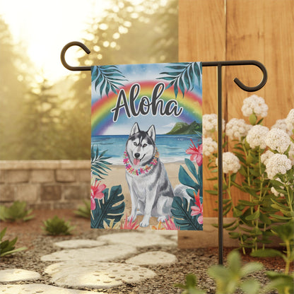 Printify Garden Flag Siberian Husky Aloha Garden Flag