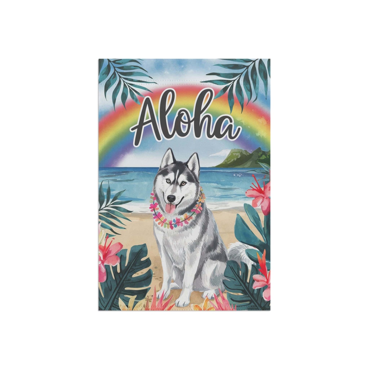 Printify Garden Flag Siberian Husky Aloha Garden Flag