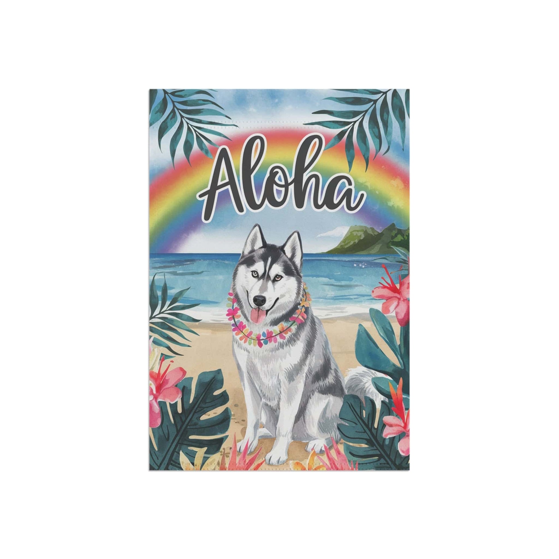 Printify Garden Flag Siberian Husky Aloha Garden Flag