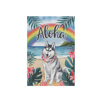 Printify Garden Flag Siberian Husky Aloha Garden Flag
