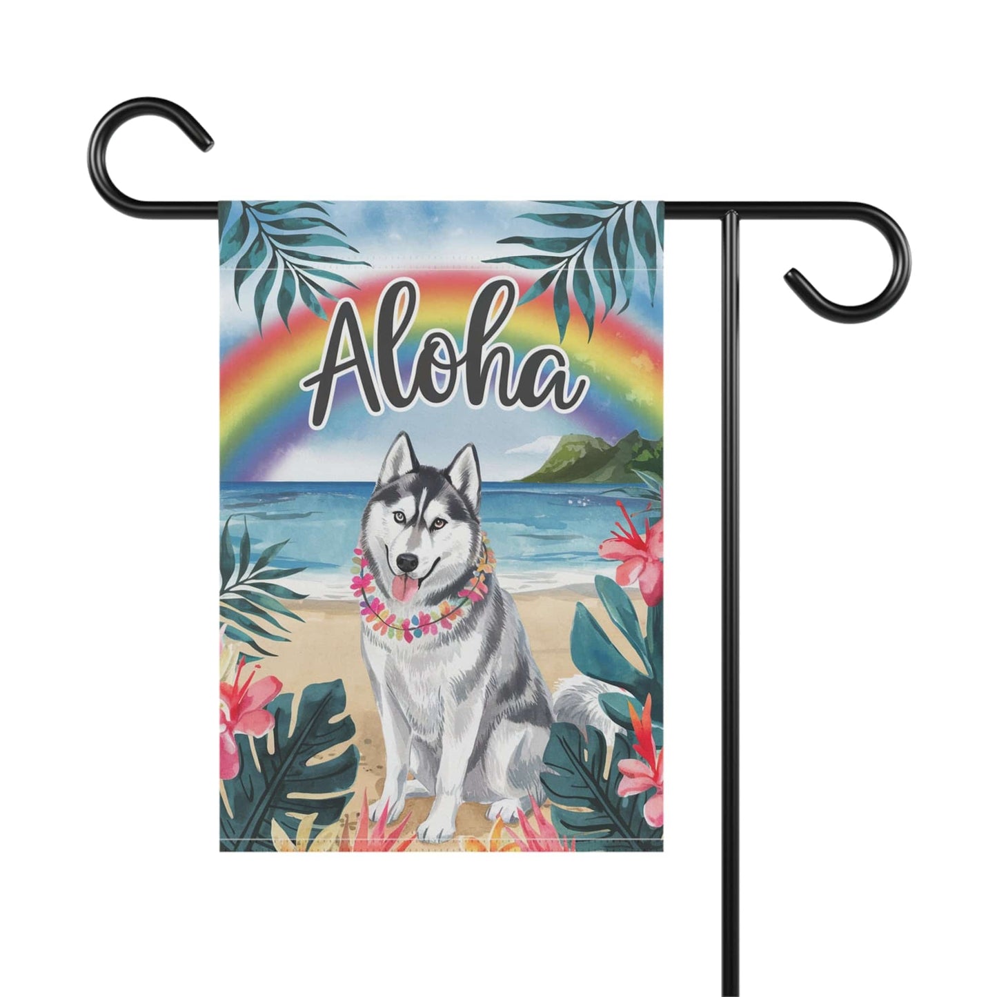 Printify Garden Flag Siberian Husky Aloha Garden Flag
