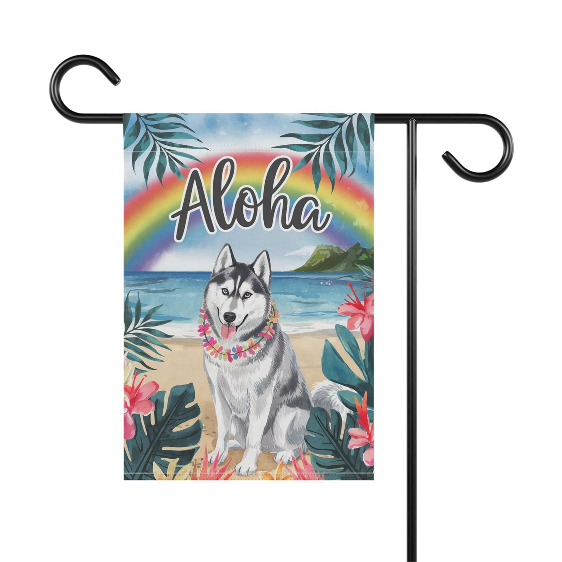 Printify Garden Flag Siberian Husky Aloha Garden Flag