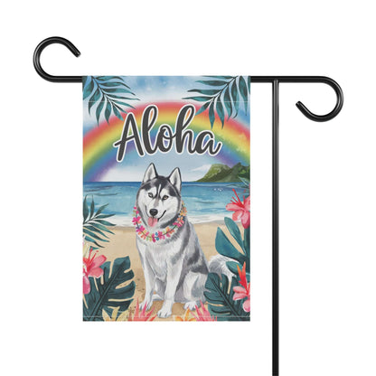 Printify Garden Flag Siberian Husky Aloha Garden Flag