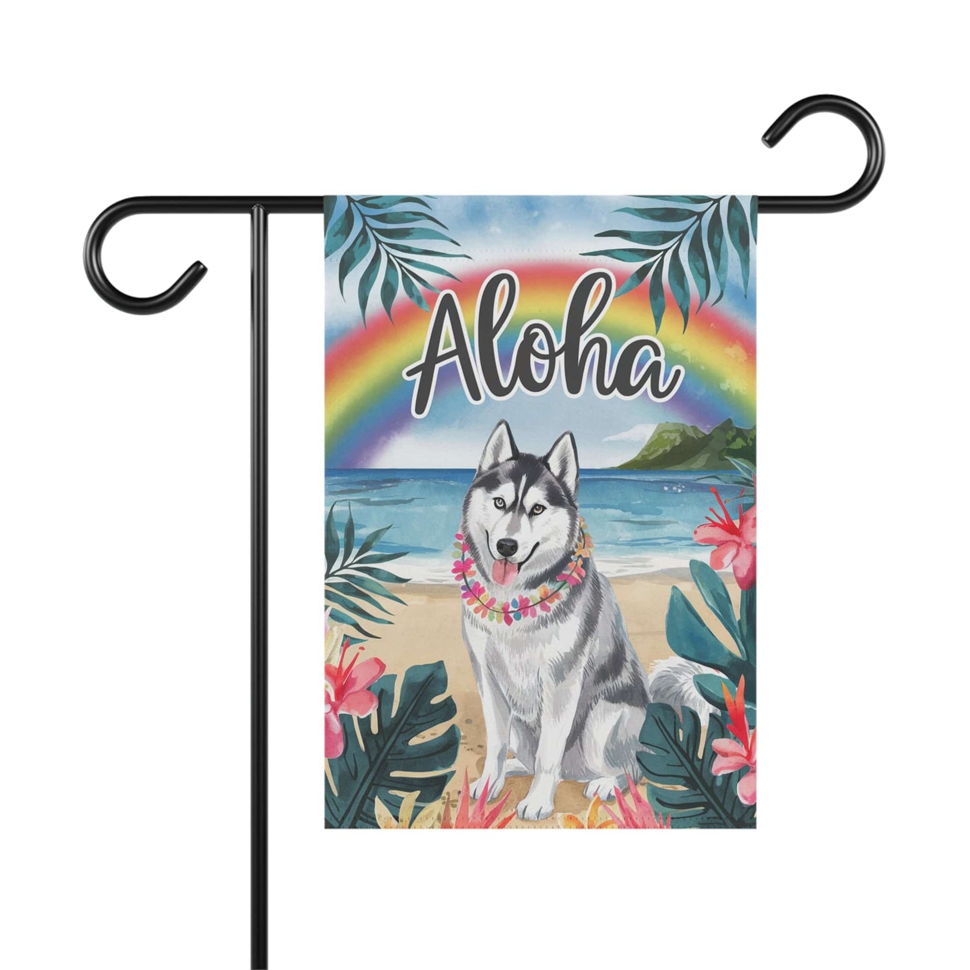 Printify Garden Flag Siberian Husky Aloha Garden Flag