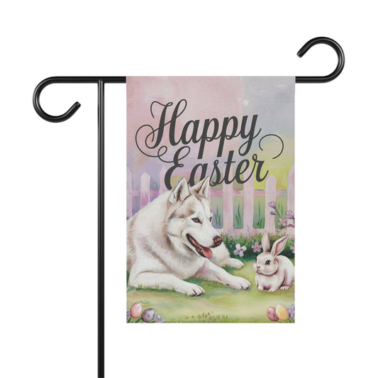 Printify Home Decor 12'' × 18'' Siberian Husky Easter Garden Flag, Spring Yard Art Banner, Housewarming Gardener Gift