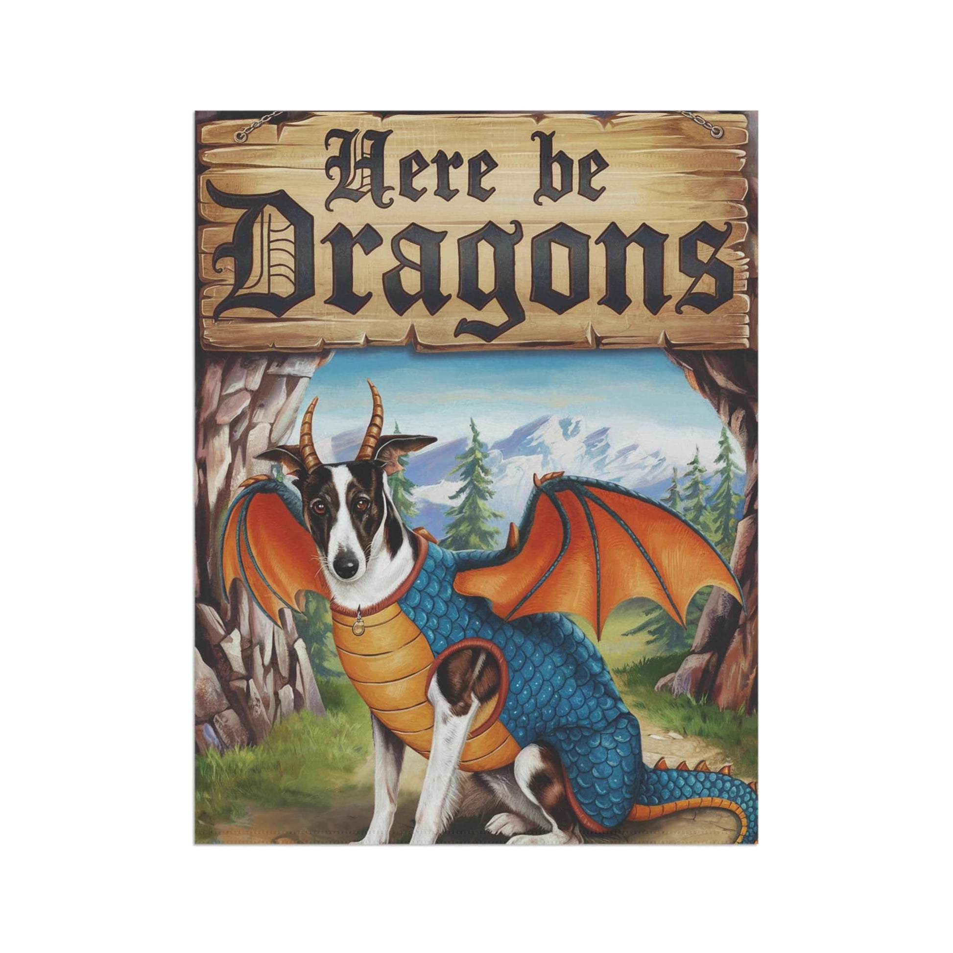 Printify Home Decor Spotted Greyhound Dog Dragon Garden Flag, Fantasy Pet Yard Spring Decor, Housewarming Gardener Gift, Halloween