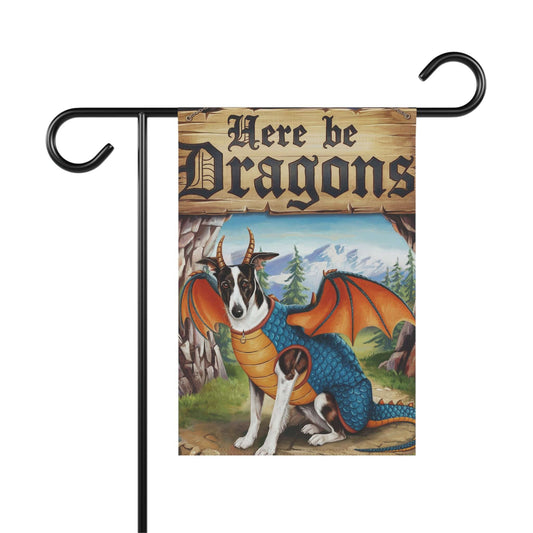 Printify Home Decor 12'' × 18'' Spotted Greyhound Dog Dragon Garden Flag, Fantasy Pet Yard Spring Decor, Housewarming Gardener Gift, Halloween