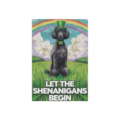 Printify Home Decor St. Patrick's Day Black Poodle, Lucky Pot of Gold, Rainbow Leprechaun Dog, Pet Garden Flag