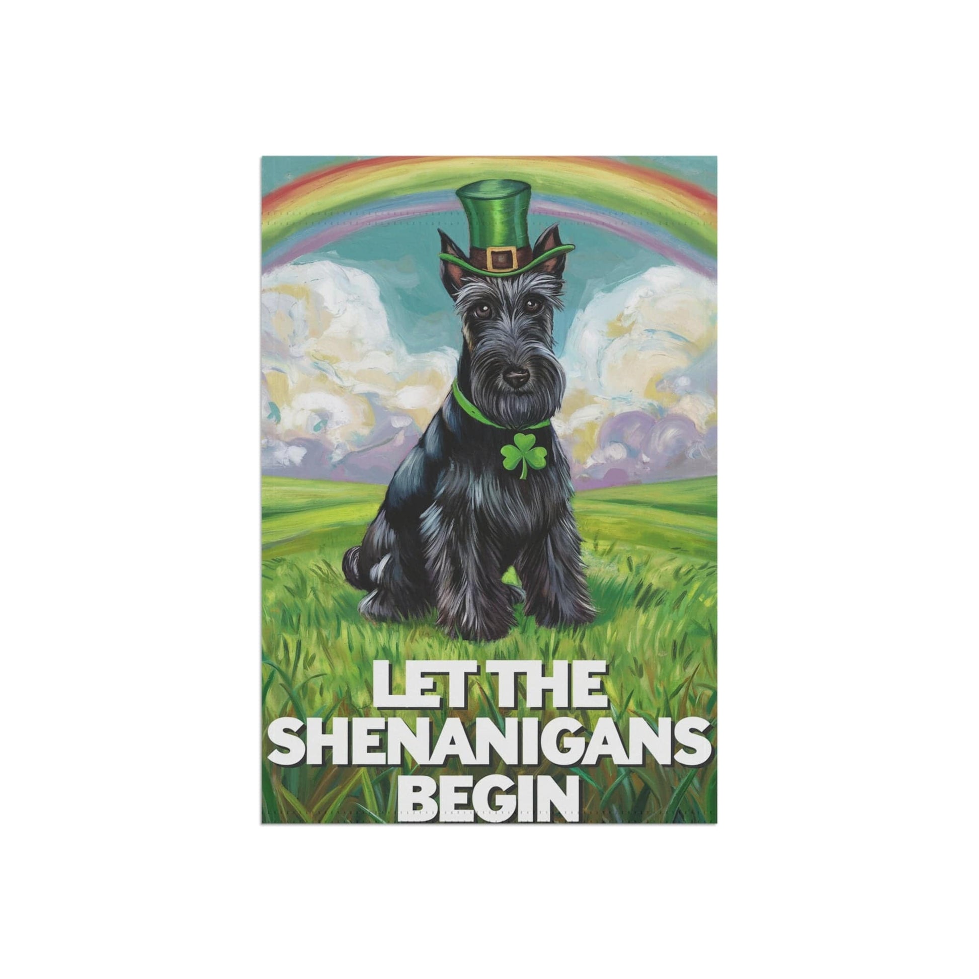 Printify Home Decor St. Patrick's Day Black Scottish Terrier Yard Flag, Rainbow Dog, Pet Garden Flag, Front Lawn Decor