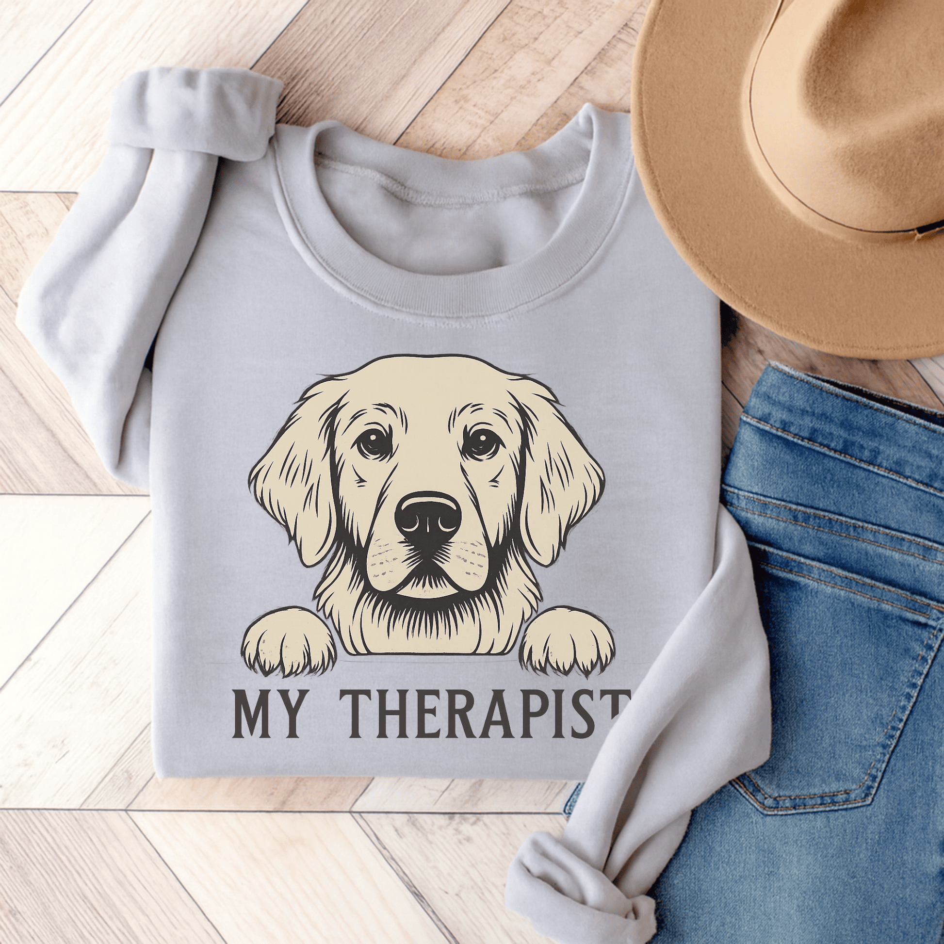 Therapist Golden Retriever Unisex Sweatshirt Ash