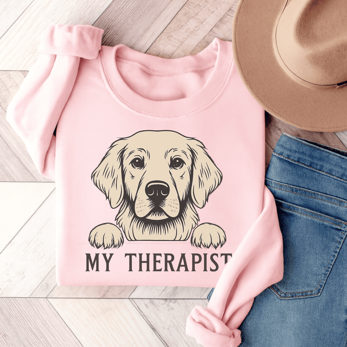 Therapist Golden Retriever Unisex Sweatshirt Light Pink