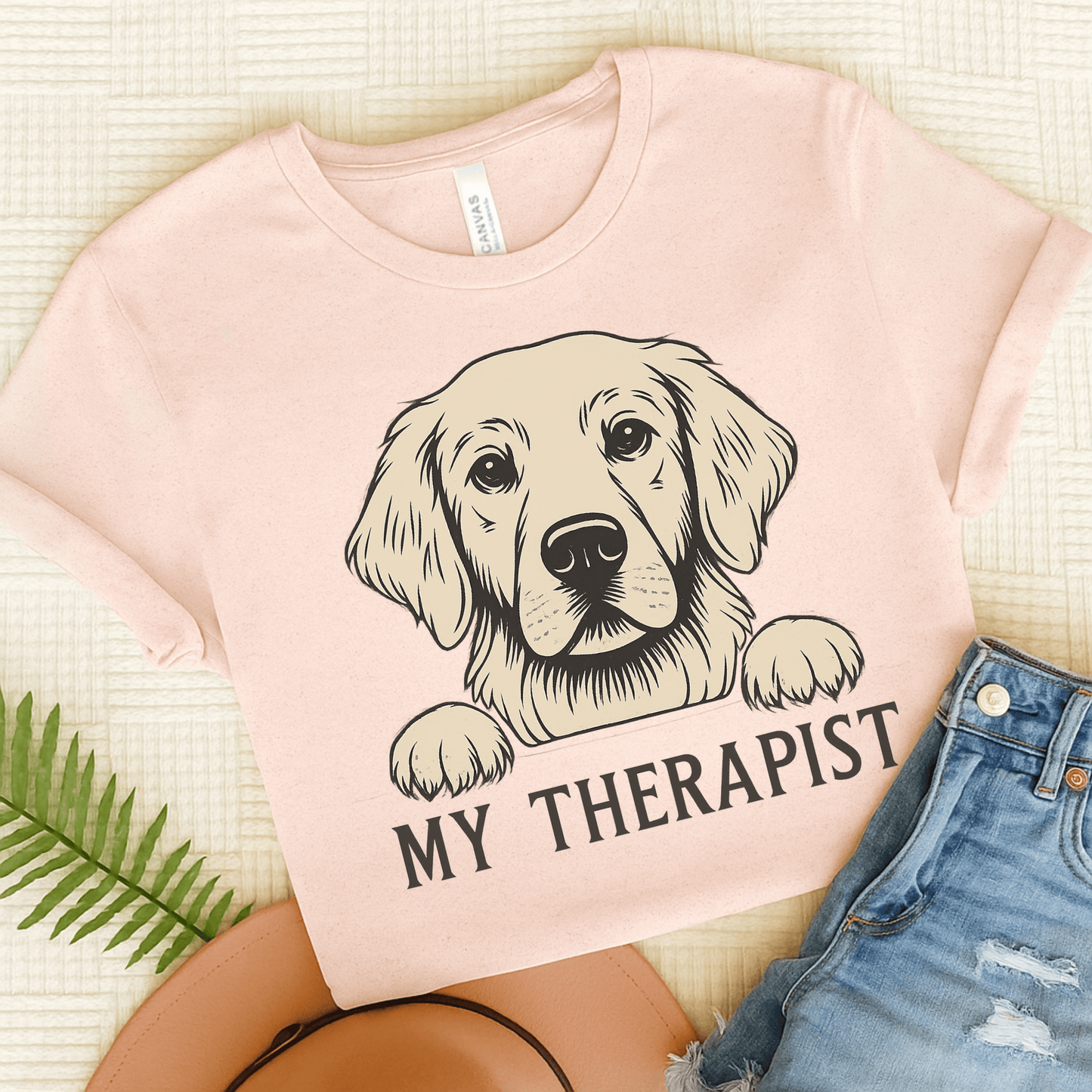 Therapist Golden Retriever Unisex Tshirt Soft Pink