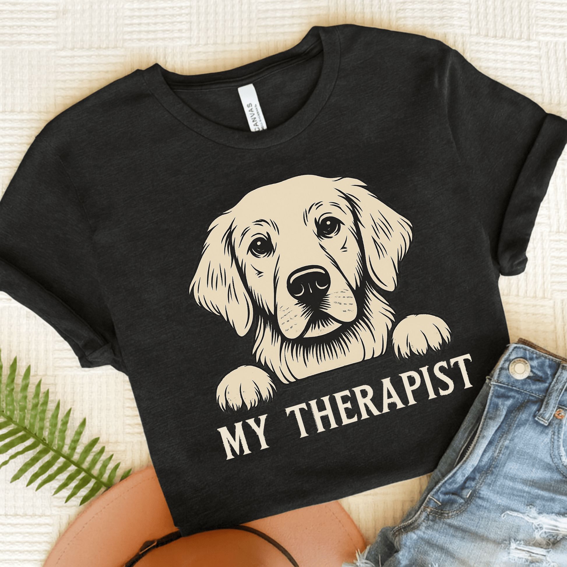 Therapist Golden Retriever Unisex Tshirt Dark Grey Heather