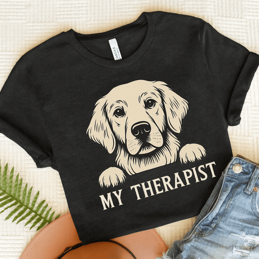 Therapist Golden Retriever Unisex Tshirt Dark Grey Heather