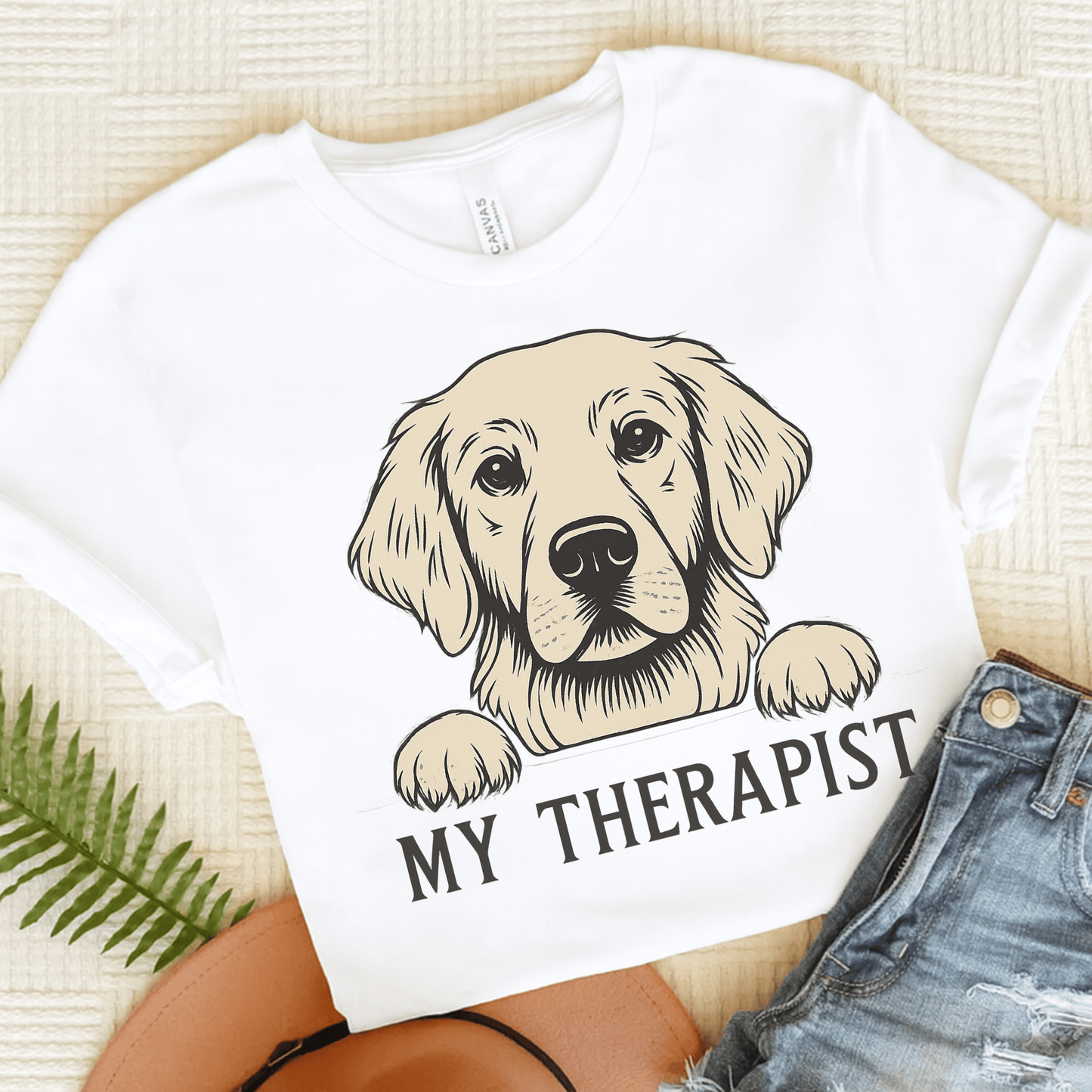Therapist Golden Retriever Unisex Tshirt White