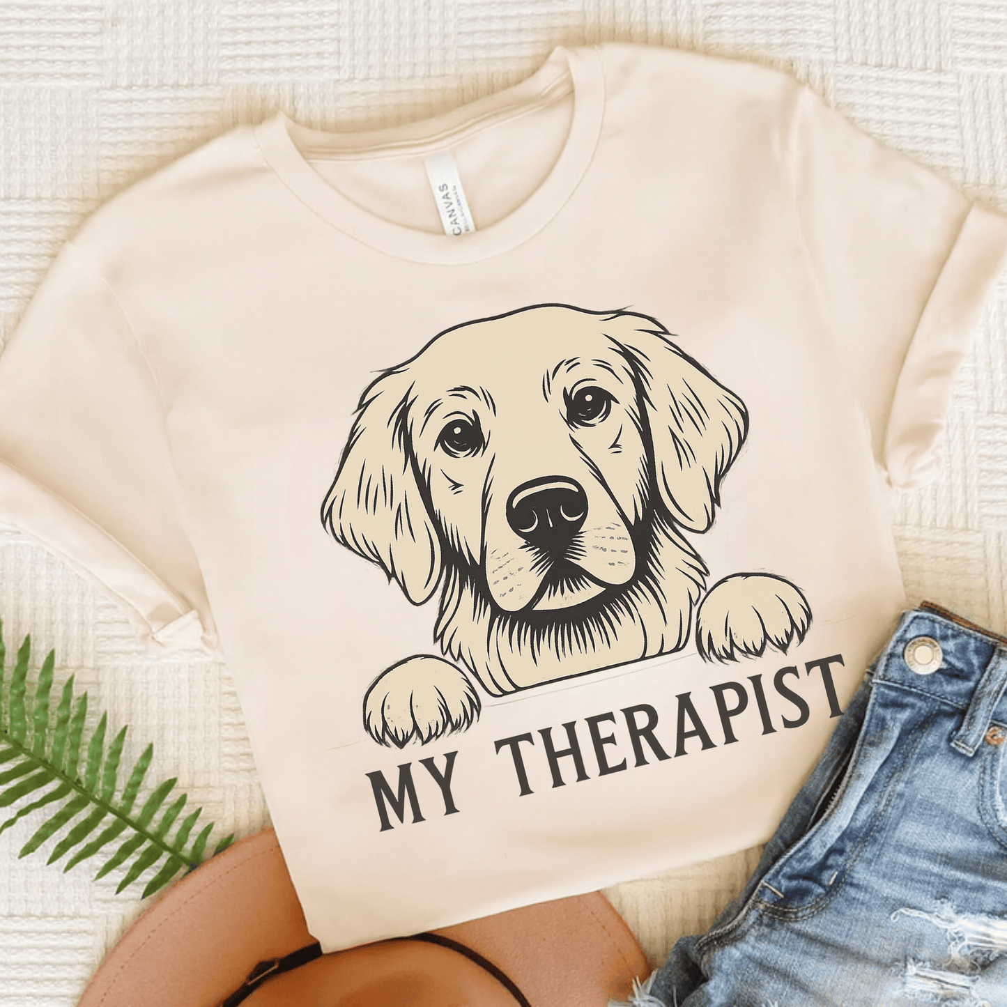 Therapist Golden Retriever Unisex Tshirt Natural