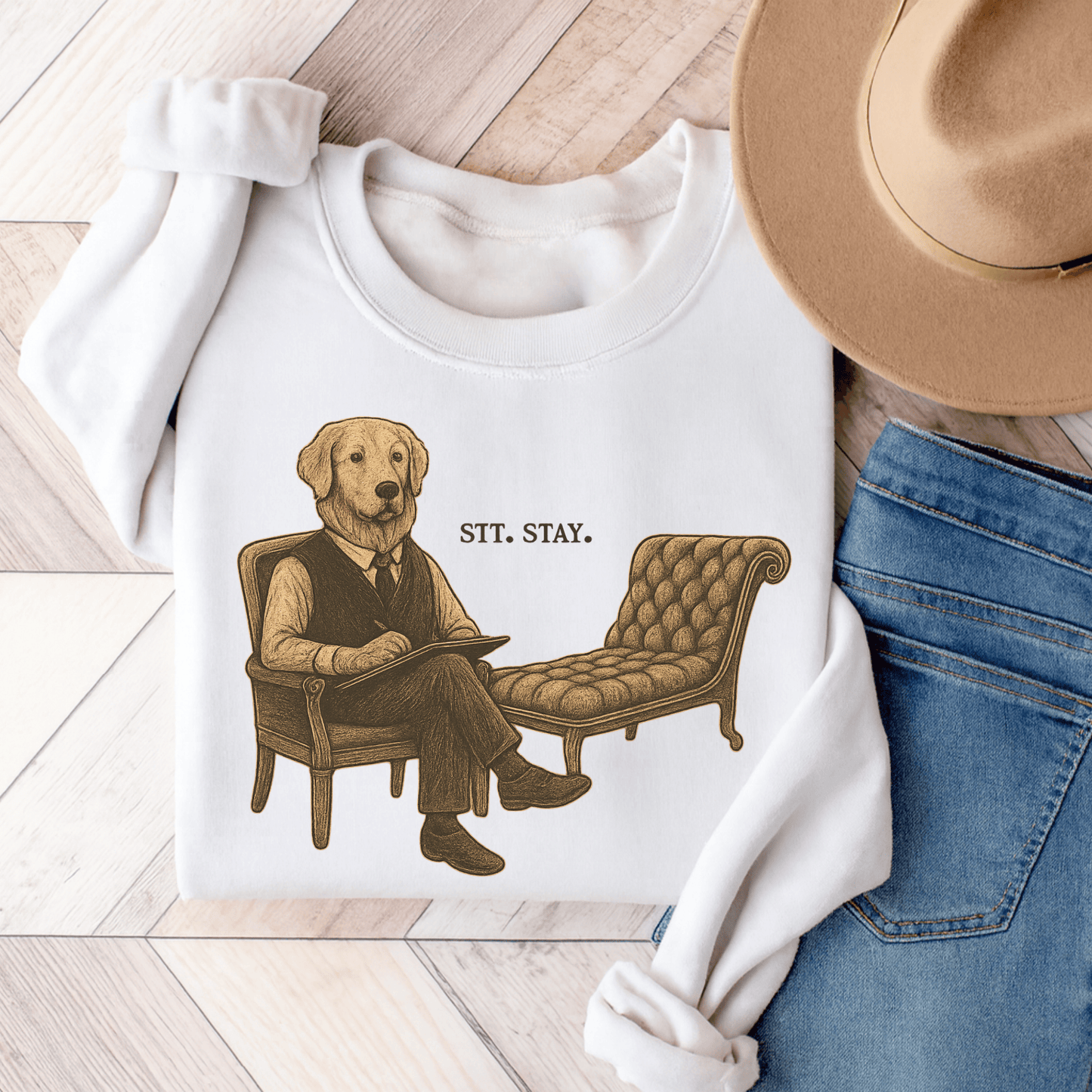 Therapy Golden Retriever Unisex Sweatshirt White