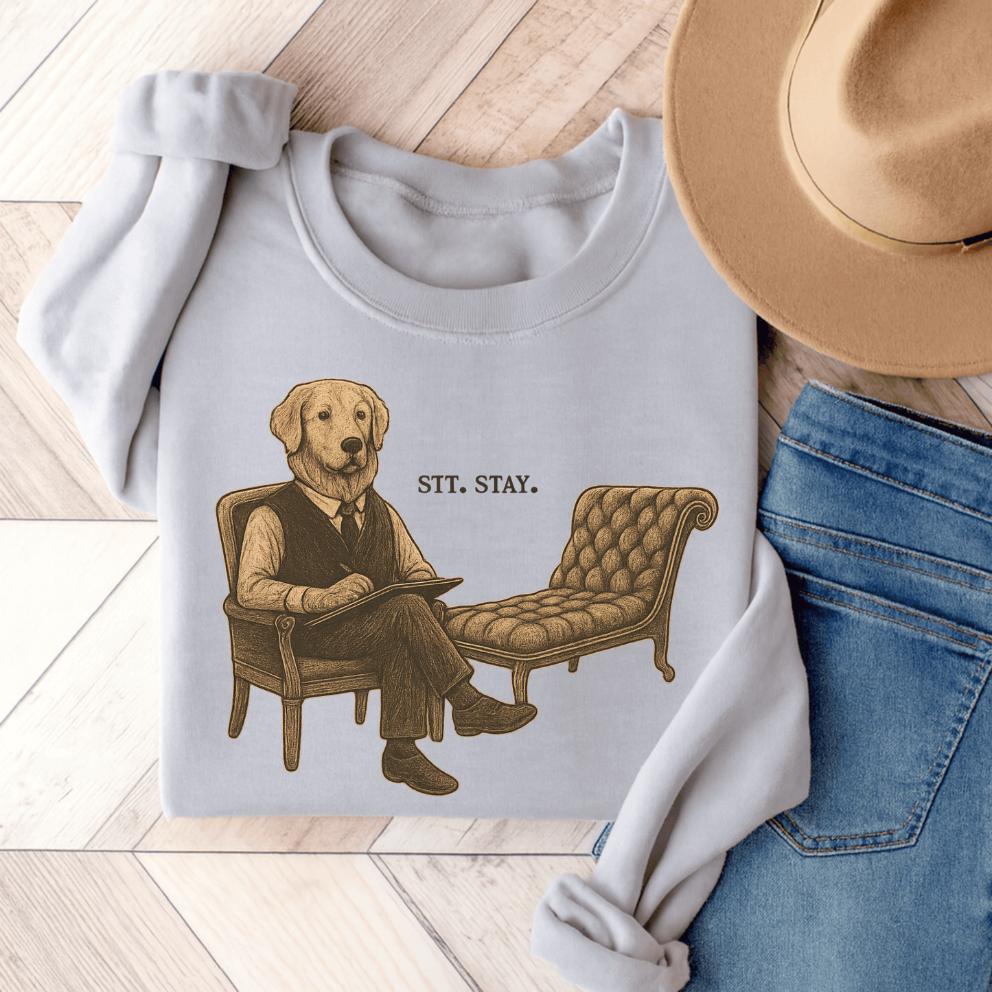 Therapy Golden Retriever Unisex Sweatshirt Ash