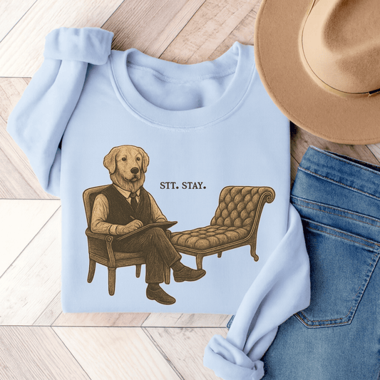 Therapy Golden Retriever Unisex Sweatshirt Light Blue