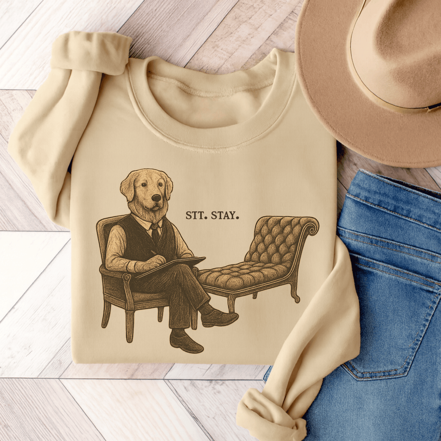 Therapy Golden Retriever Unisex Sweatshirt Sand