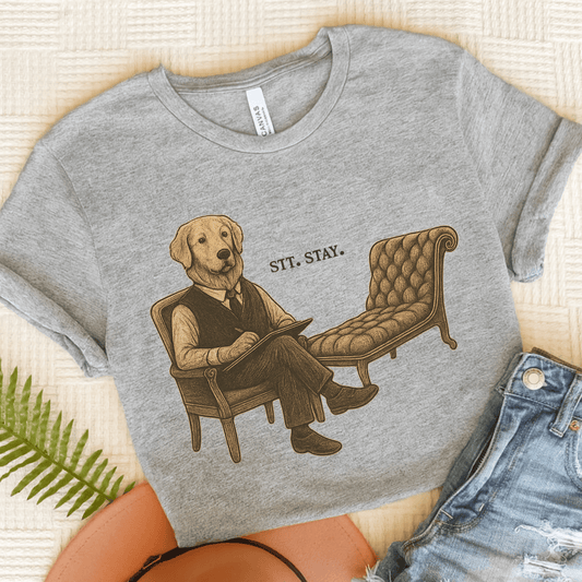 Therapy Golden Retriever Unisex Tshirt Athletic Heather