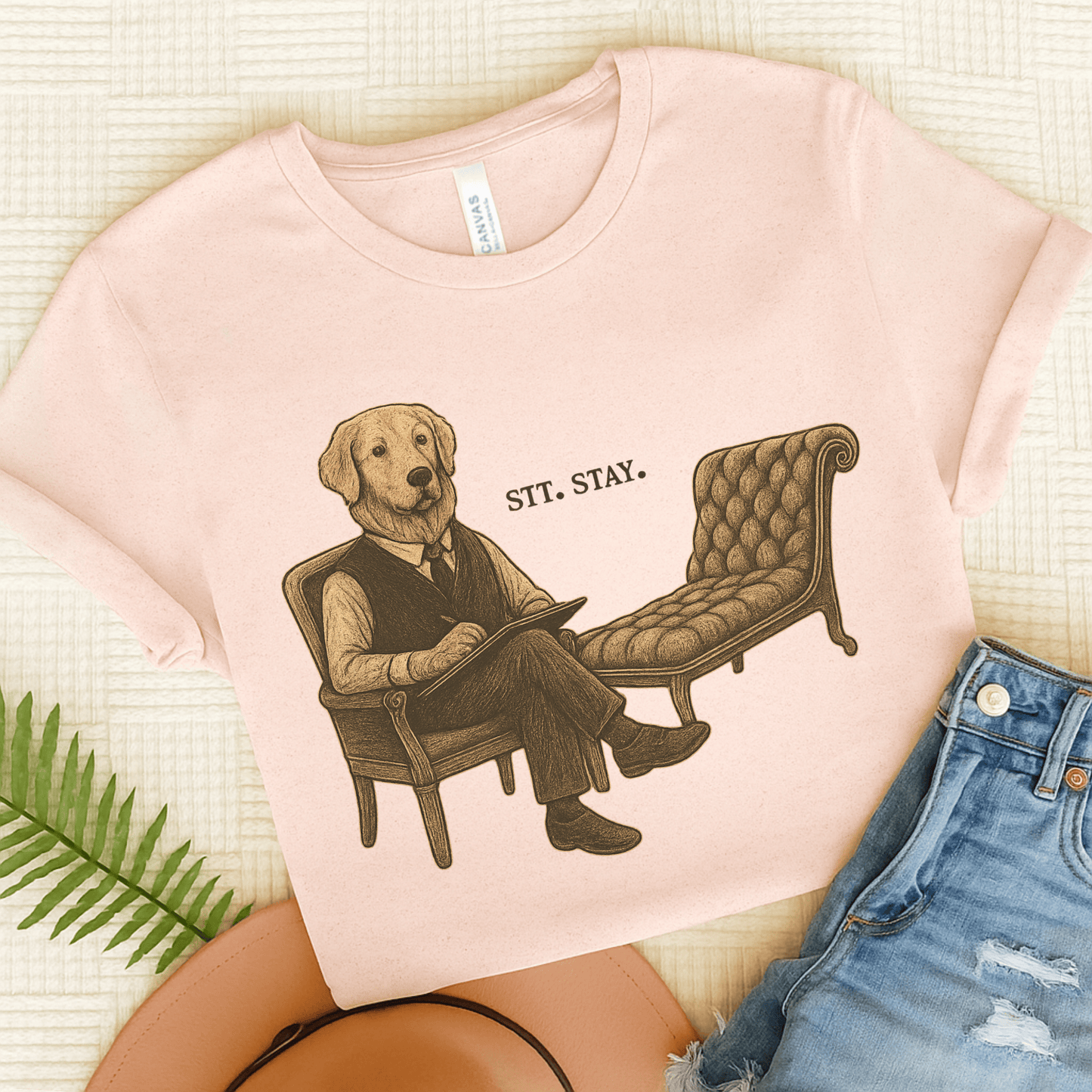 Therapy Golden Retriever Unisex Tshirt Soft Pink