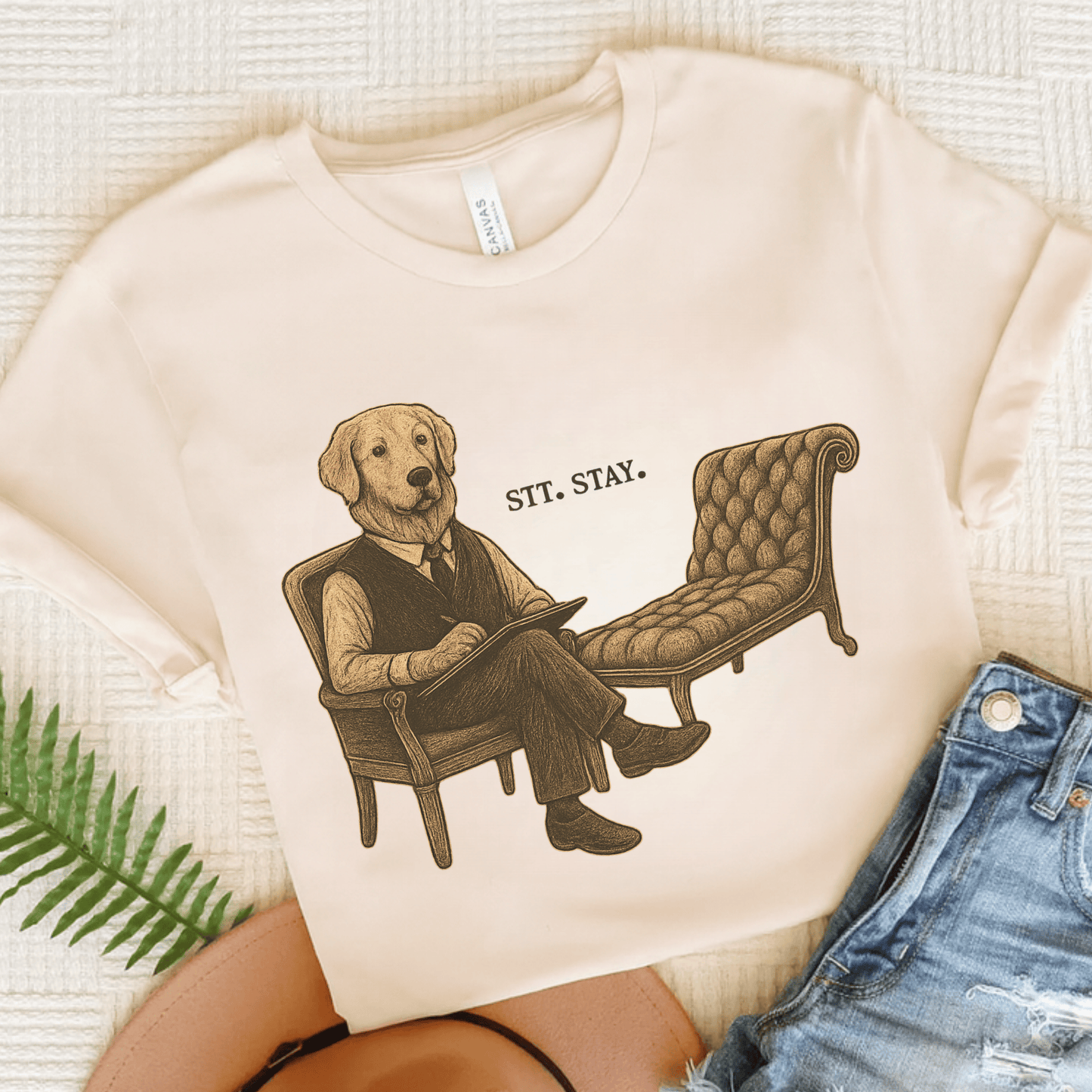 Therapy Golden Retriever Unisex Tshirt Natural