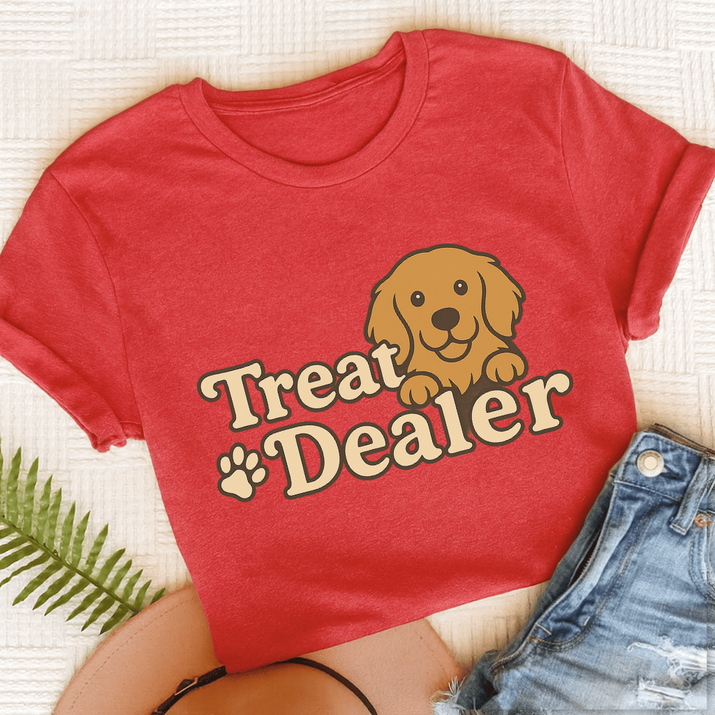 Treat Dealer Golden Retriever Unisex Tshirt Heather Red